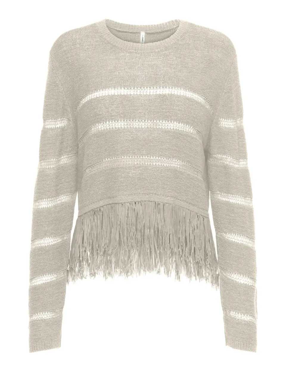 ONLY Onllea LS Fringe O-Neck maglia taglia M sfrangiata
