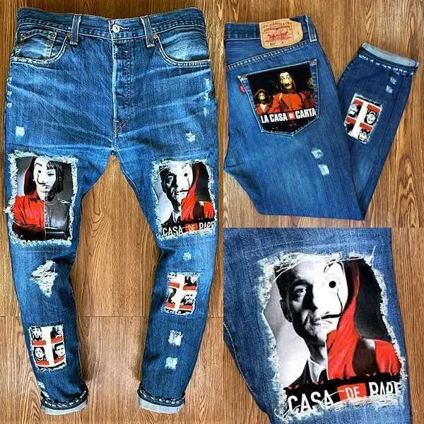 Never Say Never La Casa di Carta jeans Levis vintage con tessuto