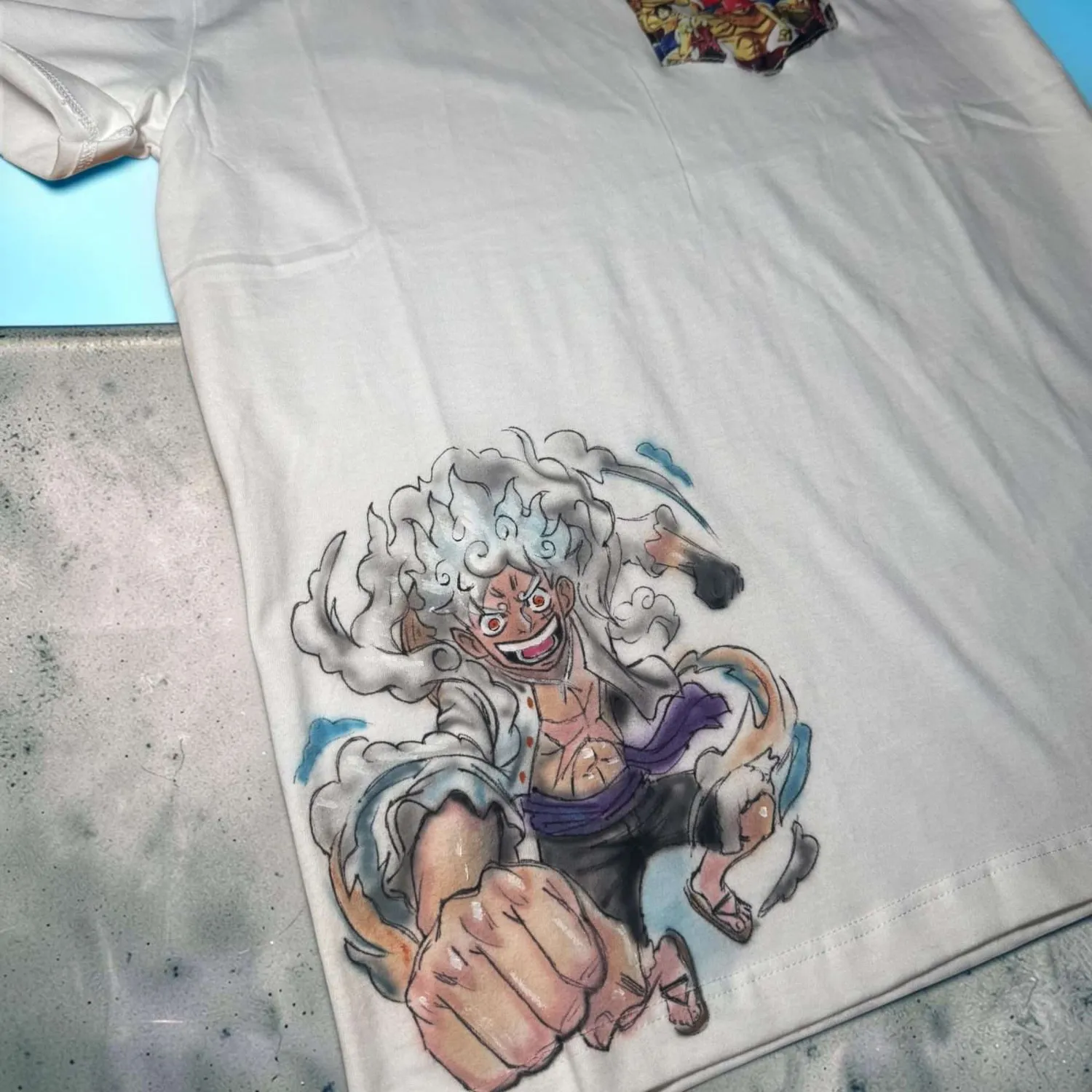 Never Say Never Luffy t-shirt dipinta a mano con tessuto