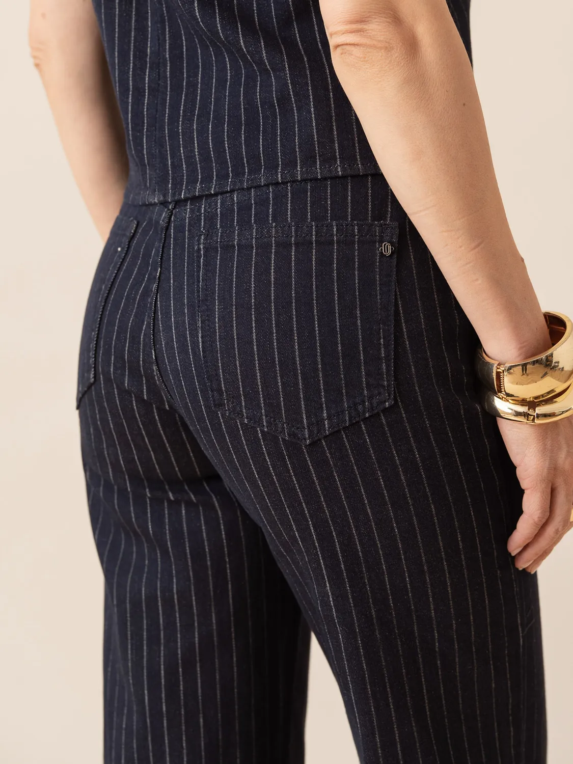 Oraije Mona jeans straight grezzo rigato cotone