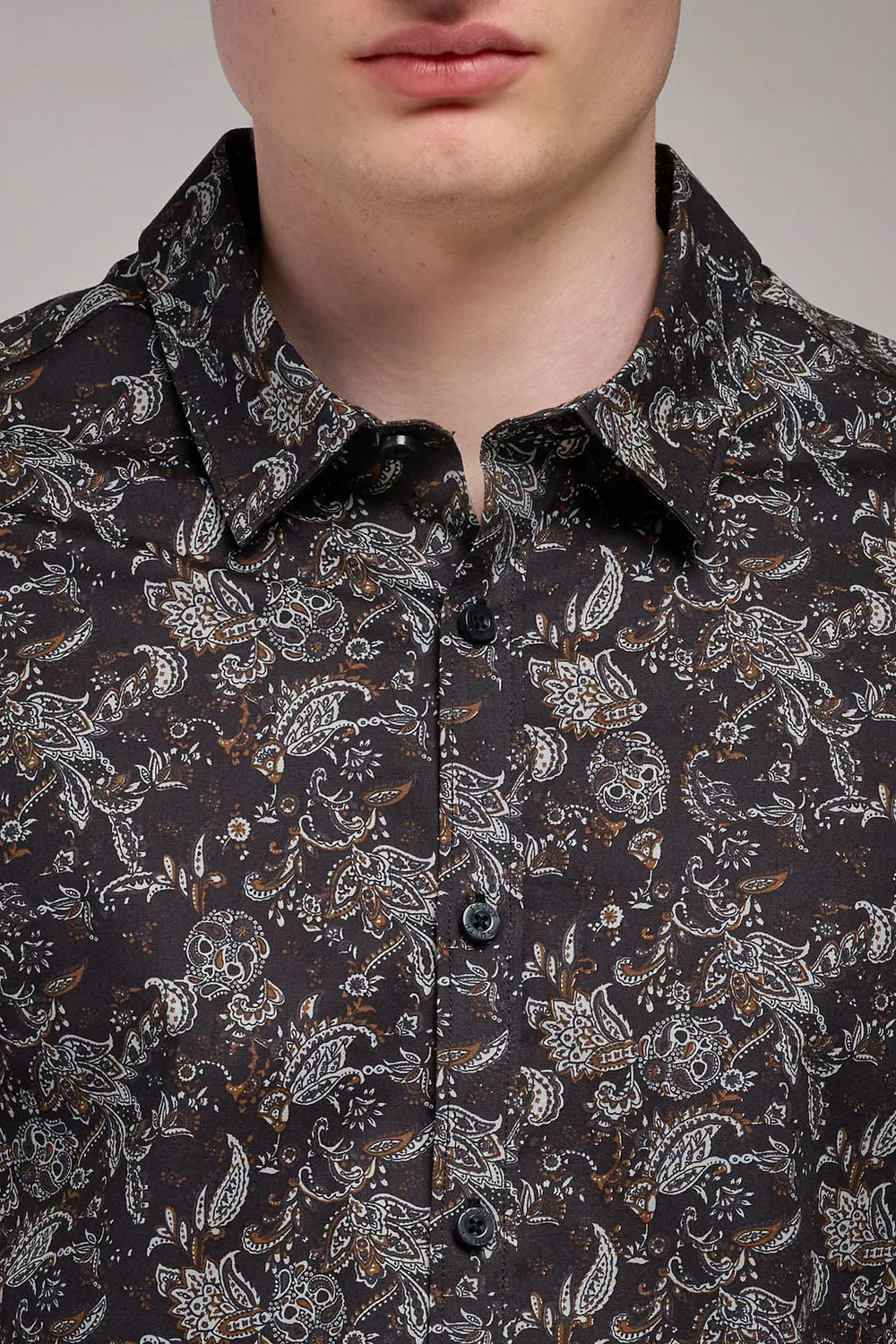 Teddy Smith Carton ML Stretch camicia uomo nera slim